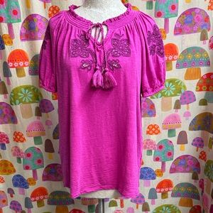 Style & Co S/S Embroidered Blouse. PL